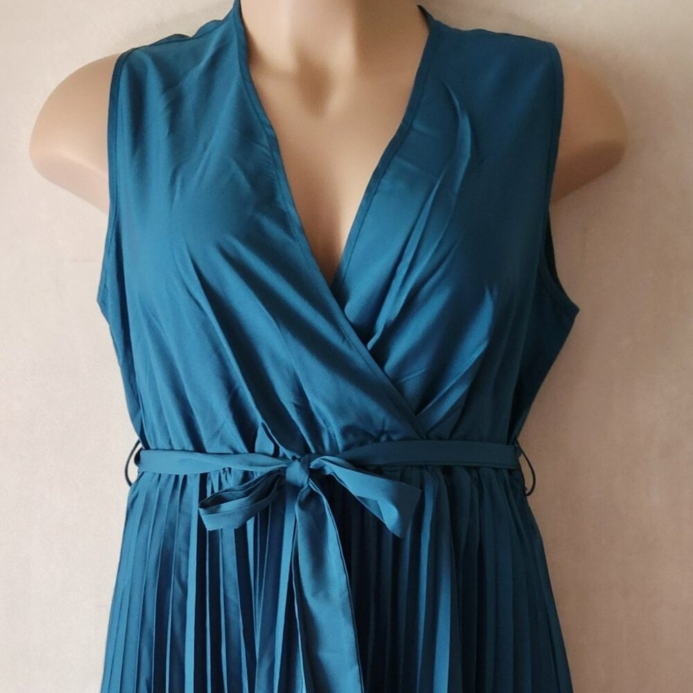 Shein Curve dress sz 2X teal blue solid lightweight EUC